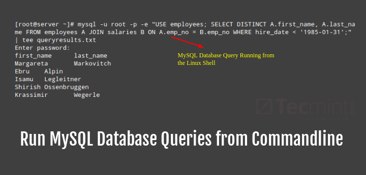 如何直接从 Linux 命令行运行 MySQL/MariaDB 查询