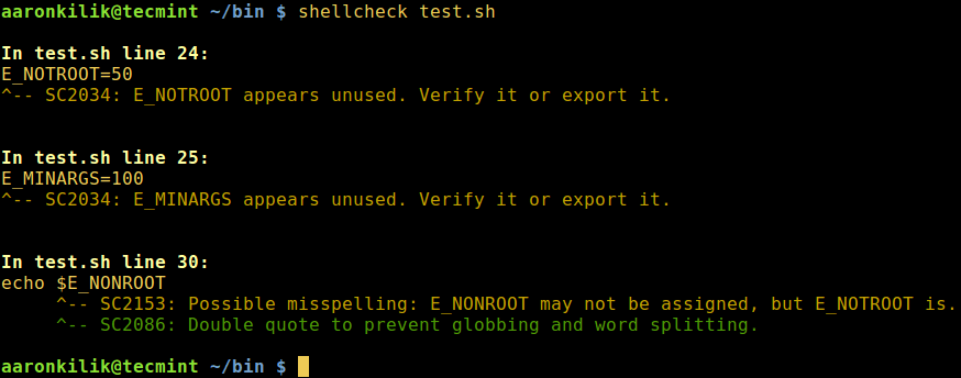 ShellCheck - 一种显示Shell脚本的警告和建议的工具