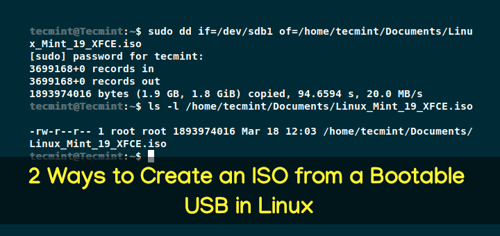 在 Linux 中从可启动 USB 创建 ISO 的 2 种方法