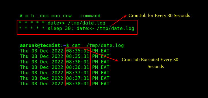 如何在 Linux 中每 30 秒运行一次 Cron 作业