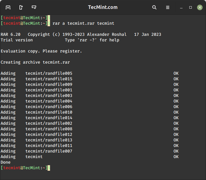 如何在Linux中创建,提取和列出RAR文件