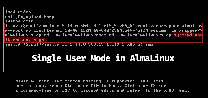 如何在Almalinux 8/9中输入单用户模式